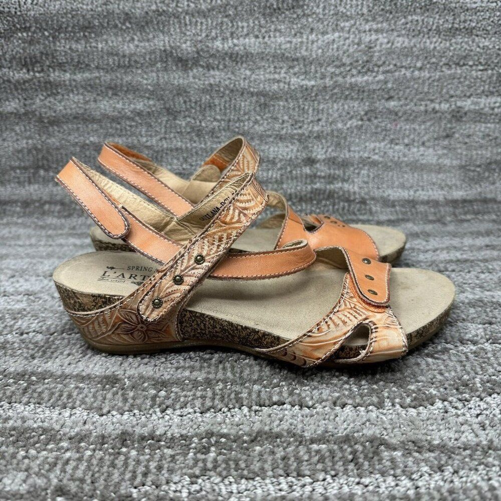 L'Artiste By Spring Step Sandals Women's Size US 7.5 EU 38 Quilana Orange